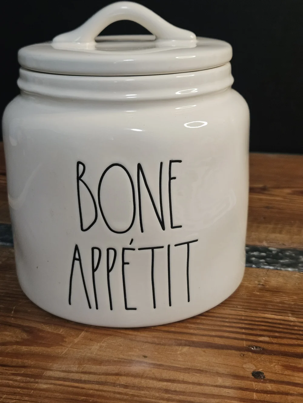 Rae Dunn White Ceramic 'Bone Appétit' Canister